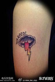 Leg color lightning rain tattoo pattern