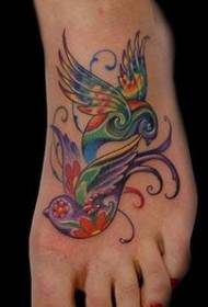 Beautiful woman feet instep bird tattoo picture
