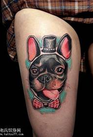 Leg color personality cartoon dog tattoo pattern