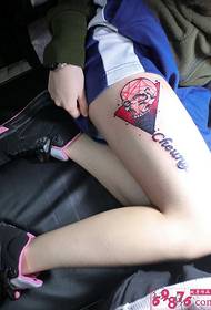 Creative design triangle skull thigh tattoo picture