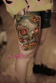 European and American 狠 picture mask beautiful legs tattoo pictures