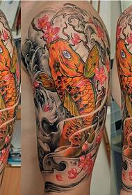 Gražus kalmarų tatuiruotės modelio paveikslas ant kojų