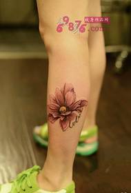 Small fresh flower calf tattoo picture