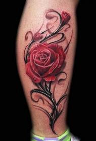 Girls legs beautiful red flowers tattoo pictures