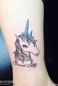 Leg color cartoon unicorn tattoo pattern