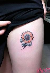 Sexy beautiful legs sunflower fresh tattoo pictures
