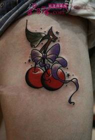 Cute blood red cherry thigh tattoo picture