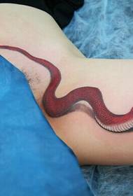 Sexy beauty thigh delicate delicate snake tattoo picture