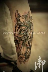 Leg color horse tattoo pattern