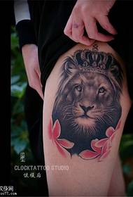 Leg lion crown tattoo pattern