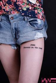 Thigh small fresh English tattoo picture