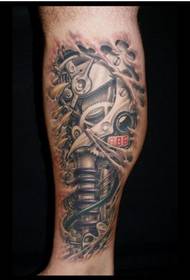 Handsome guy's leg robotic arm tattoo picture