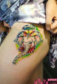 Cute elephant thigh tattoo picture