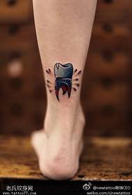 Leg small watercolor shiny mini two element small tooth tattoo pattern