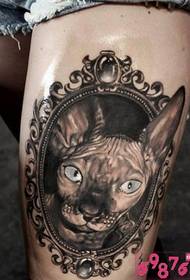 Thigh pet dog retro style tattoo picture
