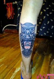 Personality Owl Totem Calf Tattoo Picture