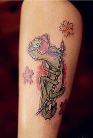 Leg personality chameleon tattoo pattern picture