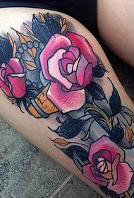 Female legs color anchor rose tattoo pattern picture