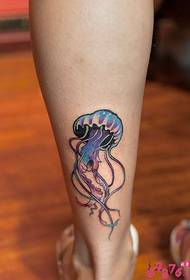 Colorful little jellyfish calf tattoo pictures