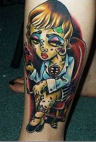 Chlapec noha roztomilé kreslené postavičky tetování obrázek