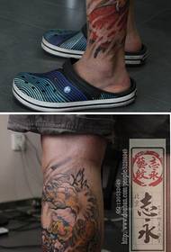 Leg watercolor lion tattoo pattern