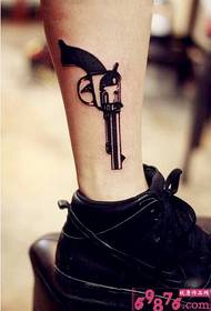 Calf personality pistol tattoo pictures