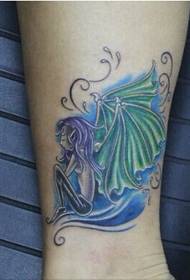 Girls' legs beautiful color elf wings tattoo pattern pictures