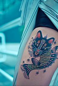 Thigh personality comet fish fashion tattoo pictures