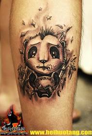 Small cute mini panda tattoo pattern on the legs