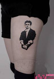 Harry Houdini portrait thigh tattoo picture