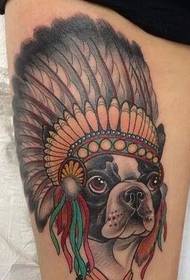Leg color dog tattoo artwork picture