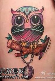 Imibala ye-leg color cute owl tattoo iphethini