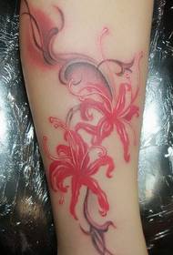 Calf bright flower fashion tattoo picture