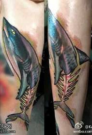 Leg color shark tattoo pattern