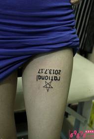 Sexy thigh simple star tattoo pictures