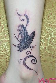 Calf flying butterfly fashion tattoo pictures