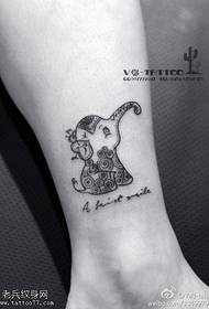 Happy naughty baby elephant tattoo pattern