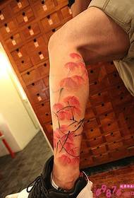 Creative ink maple leaf flower calf tattoo picture