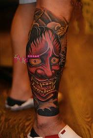 Traditional colorful prajna flower calf tattoo picture