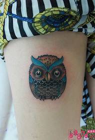 Beautiful legs colored owls cute tattoo pictures