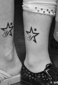 Couple beautiful stars tattoo pattern