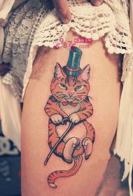 Tingus mielas katės mielas šlaunies tatuiruotės paveikslėlis