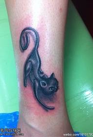Small and evil kitten tattoo pattern