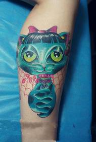 Cute cat girl flower legs tattoo pictures