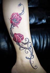 Flower shank flower calf tattoo picture