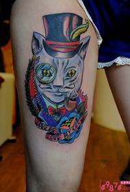 Снимка на татуировка за татуировка на котешка бедра пунк