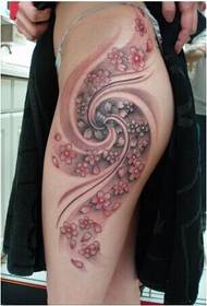 Sexig skönhet ben färsk och elegant tatuering bild med körsbärsblommor