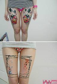 艺术花腿卡通纹身图片