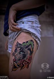 Iphethini ye-leg watercolor flower whisker tattoo