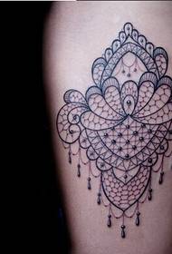 Beautiful lace pattern tattoo picture for girls legs